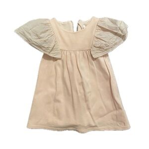 Chloé Peach Pink Flutter Sleeve Cotton Dress Toddler Girl Size 2